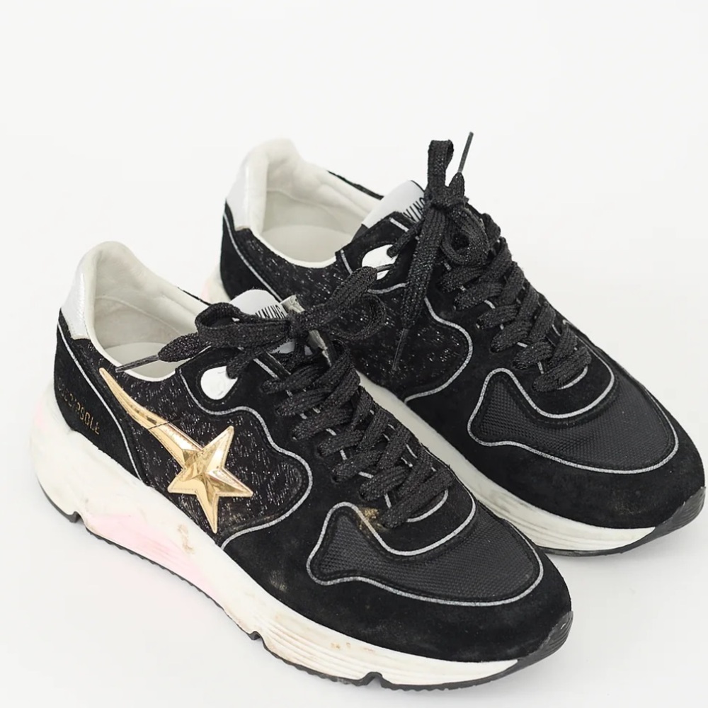Golden Goose | Black Sparkle Suede Running Sole Sneaker | Size IT 40